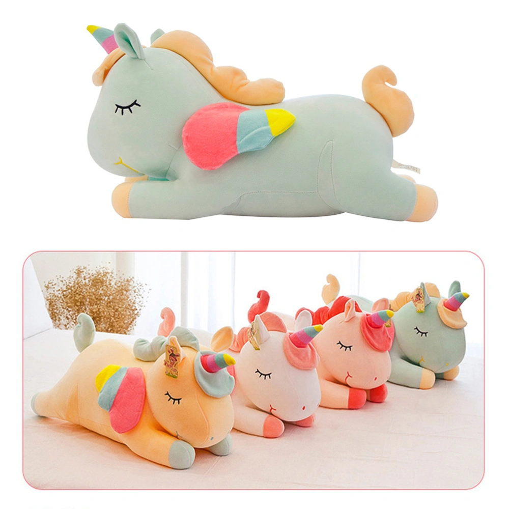 1Pc Adorable Rainbow Unicorn Plush Toy Delicate Skin-friendly Stuffed Doll Throw Pillow for Kids Girls (Green 40cm)