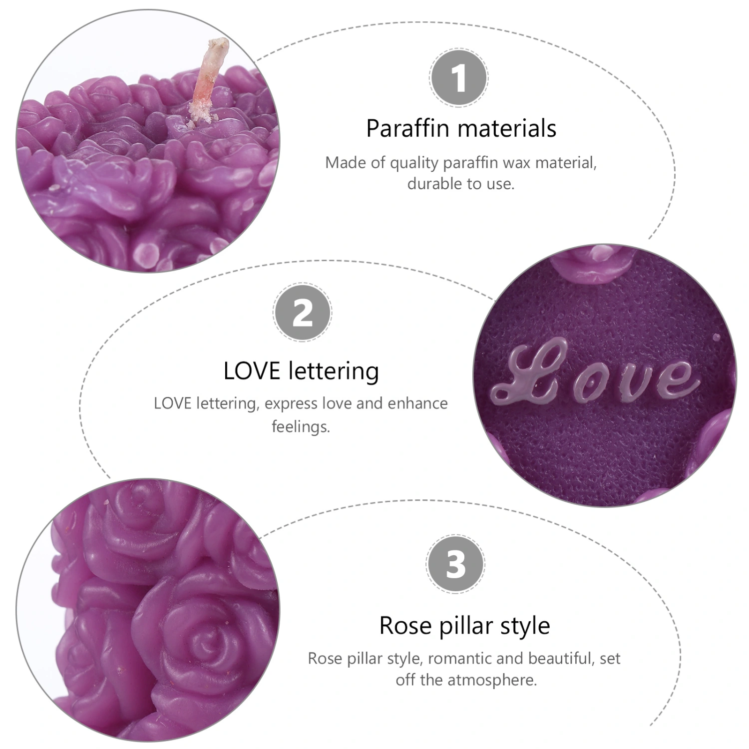 2PCS Valentine's Day Candle Rose Pillar Shape Candle Valentine’s Day Gift Decor