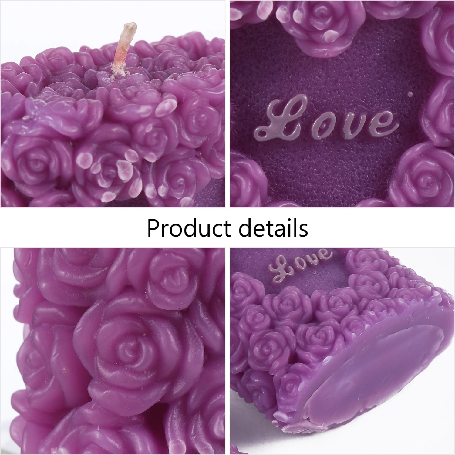 2PCS Valentine's Day Candle Rose Pillar Shape Candle Valentine’s Day Gift Decor