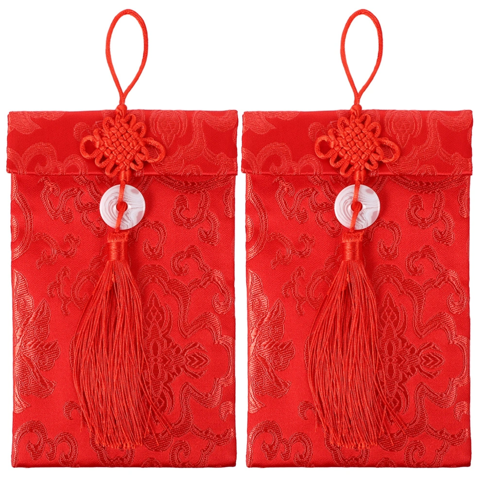 2Pcs New Year Red Envelope Brocade Red Pocket Silk Red Envelope Chinese HongBao