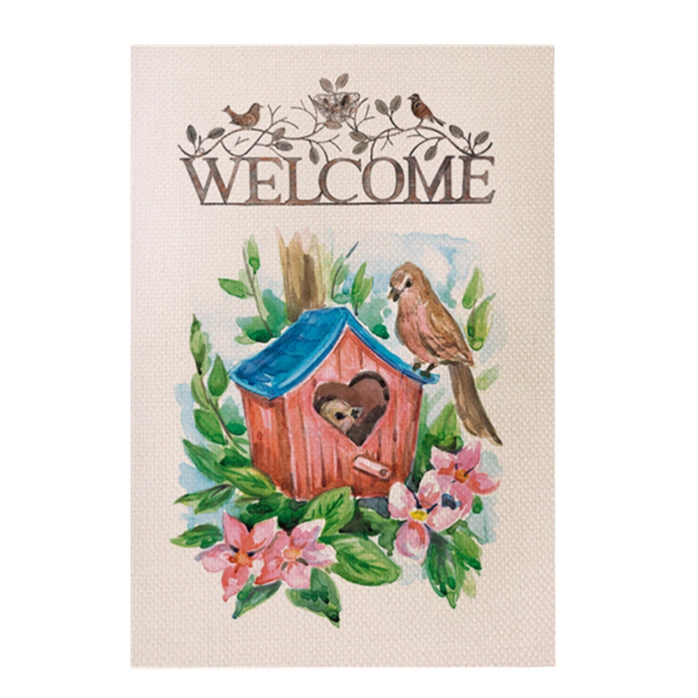 1PC Flax Bird Flower Garden Flag Creative Decorative House Banner Waterproof Thickening House Flag for Home Garden Yard Decor(A Style)