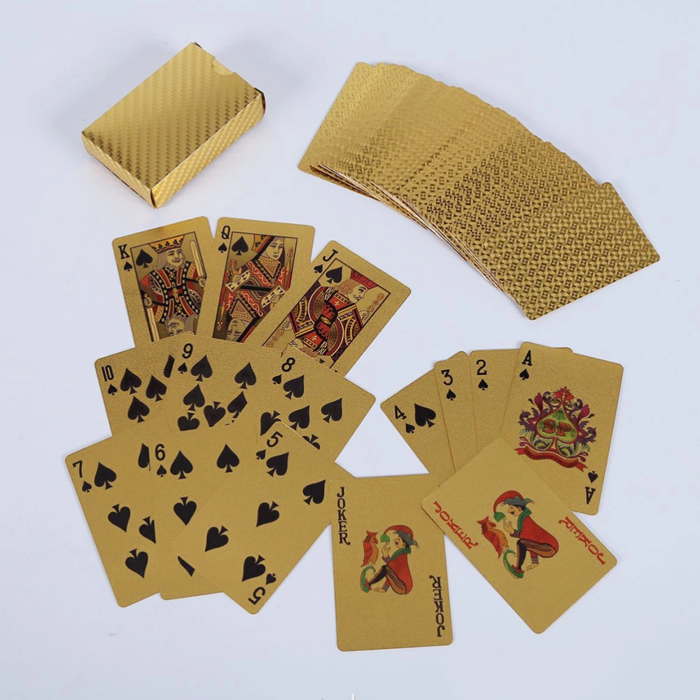 1 Set Funny Playing Cards Gold Foil Poker Shiny Playing Cards Tool Entertainment Prop Game Toy for Home Bar Office