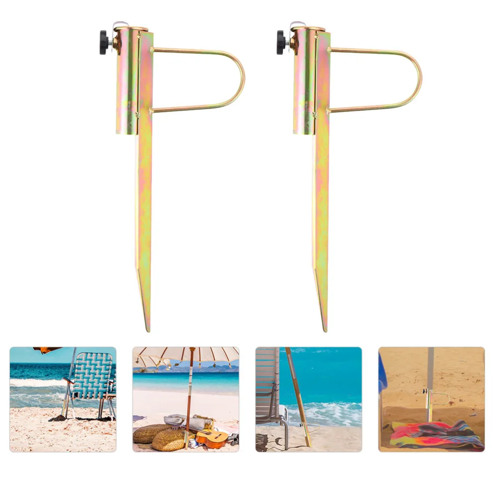 2pcs Beach Umbrella Sand Anchor Heavy Duty Umbrella Iron Holder Stands