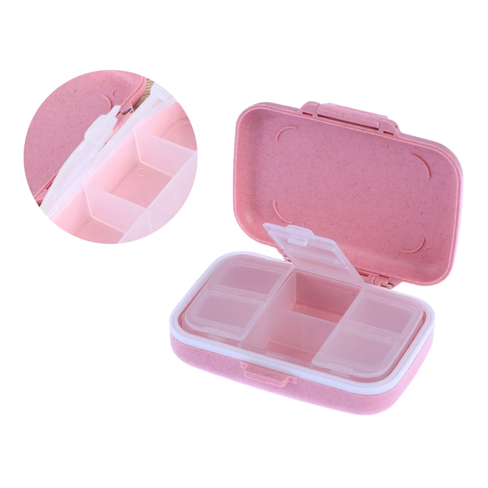 1pc Portable Travel Pill Box 6 Grid Medicine Storage Holder Container Organizer Case (Pink)