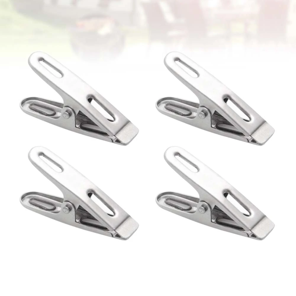 4pcs Stainless Steel Clips Multi-function Sealing Clamp Clothes Fixing Clips Food Sealing Clip for Office Home