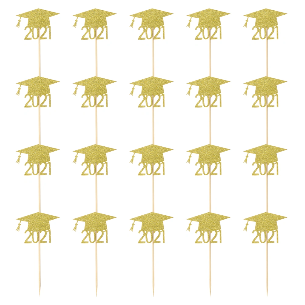 20pcs Delicate Cupcake Toppers Graduation Party Dessert Cupcake Decorations