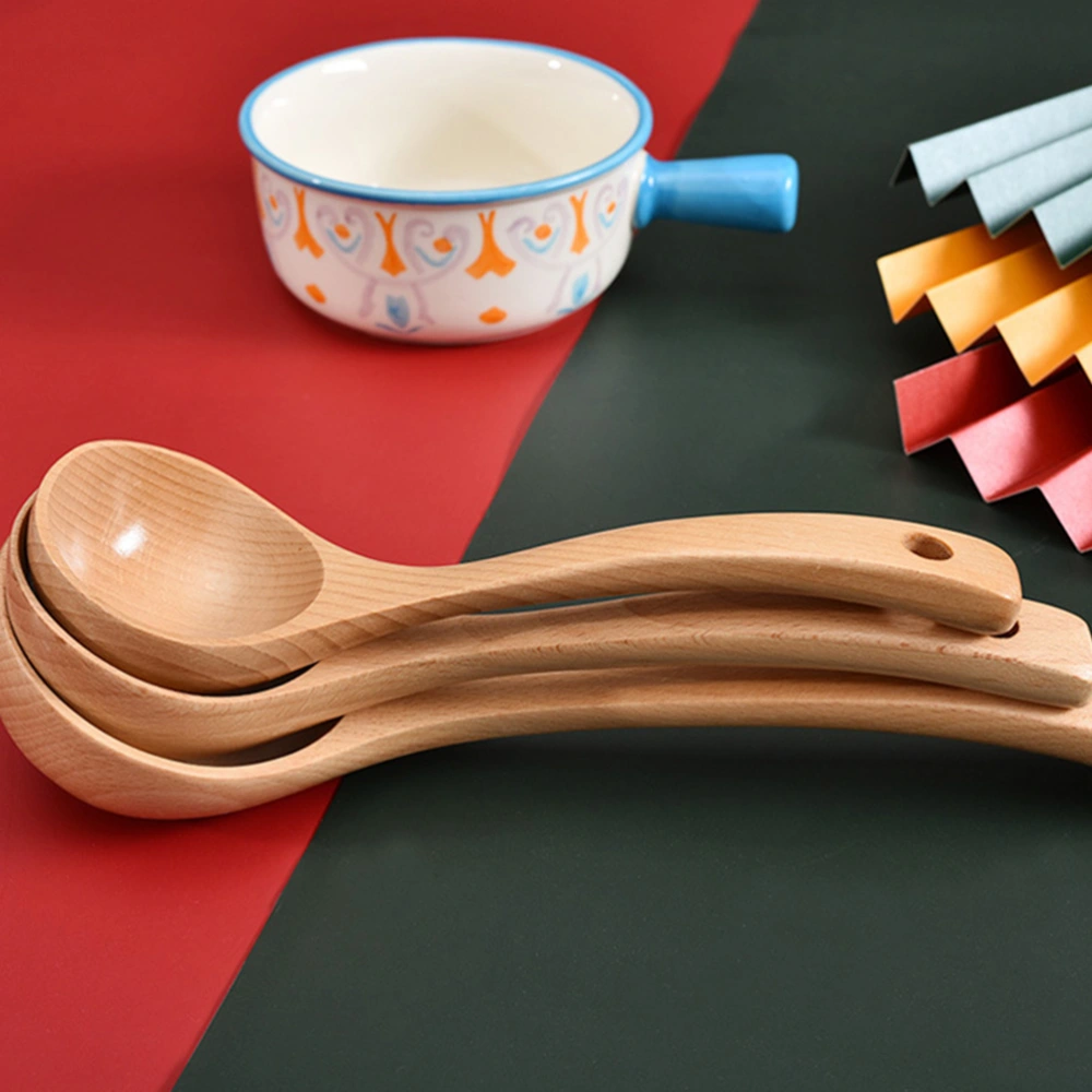 1Pc Fashion Wooden Soup Spoon Porridge Spoon Hot Pot Spoon for Home (Small)