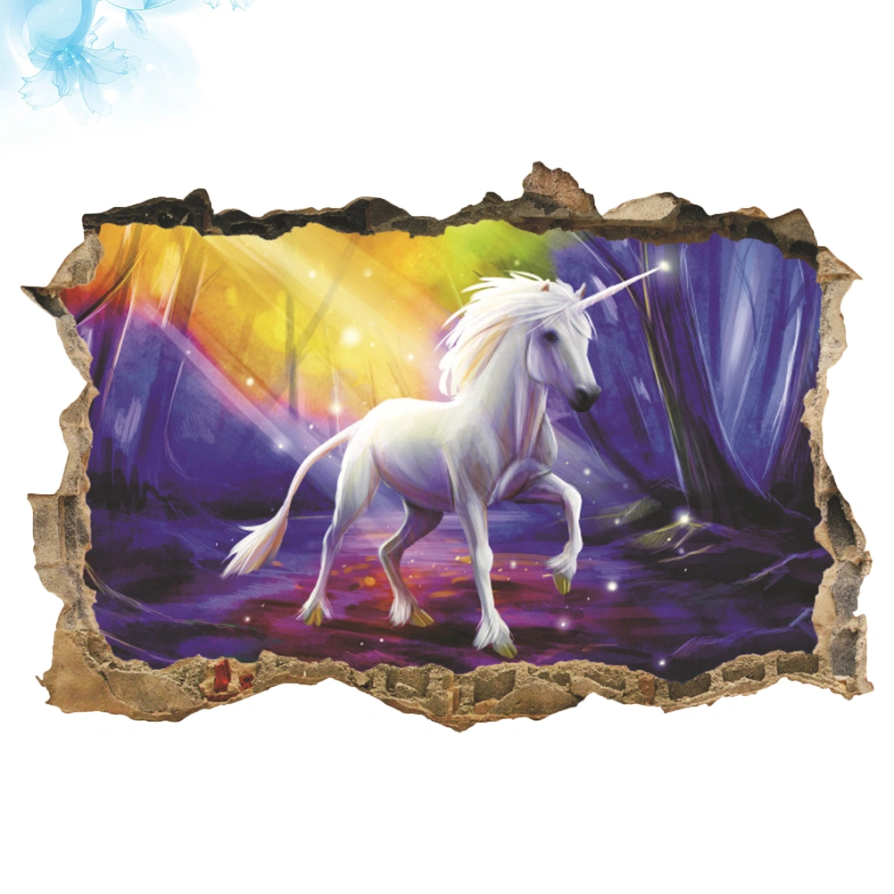 Unicorn Wall Stickers 3D Kids Room Colorful Beautiful Funny Decorative Self-Adhesion Wall Stickers for Home (Colorful)