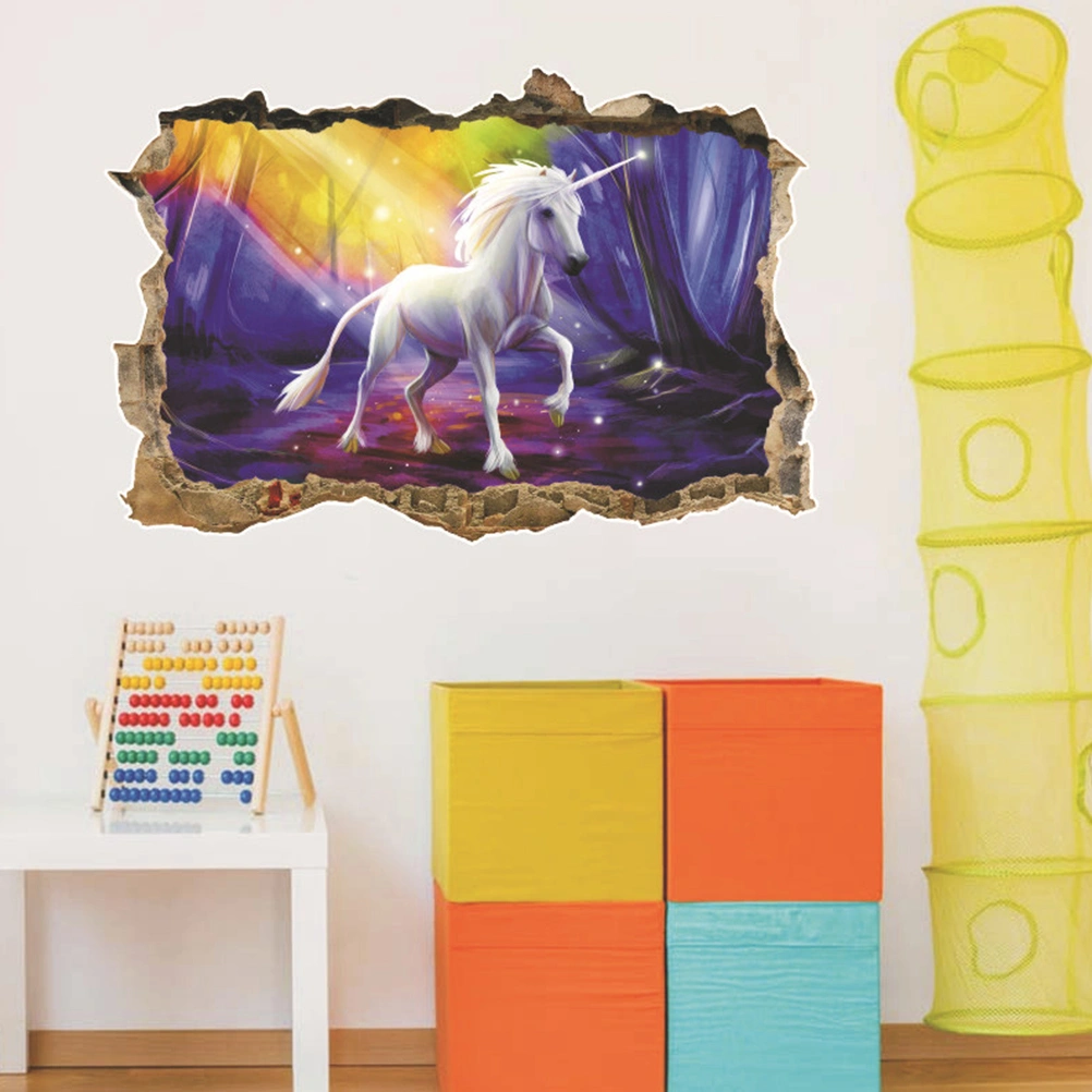 Unicorn Wall Stickers 3D Kids Room Colorful Beautiful Funny Decorative Self-Adhesion Wall Stickers for Home (Colorful)