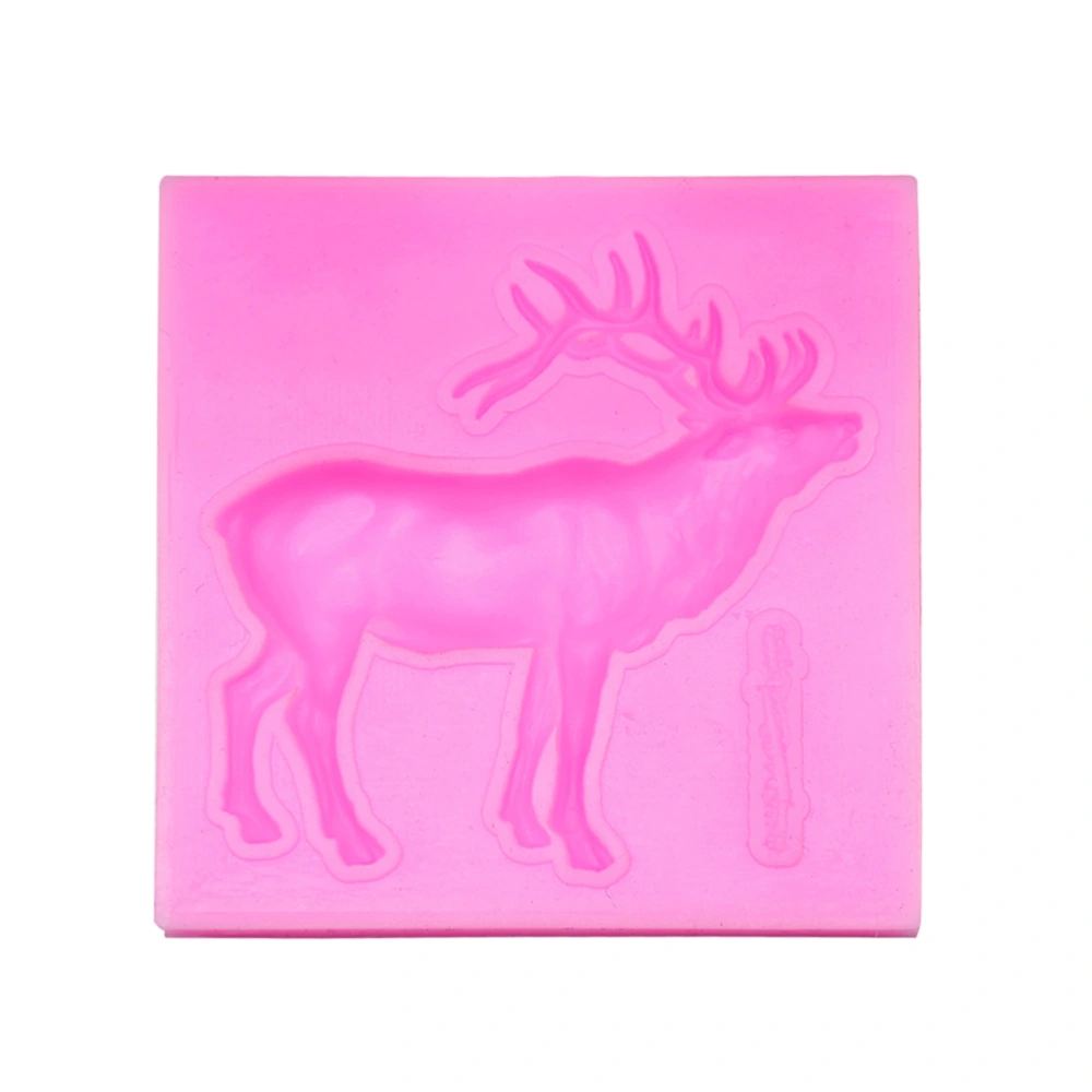 Christmas Deer Elk Silicone Cake Mold Soap Chocolate Candy Fondant Mold Kitchen Baking Tool (Pink)