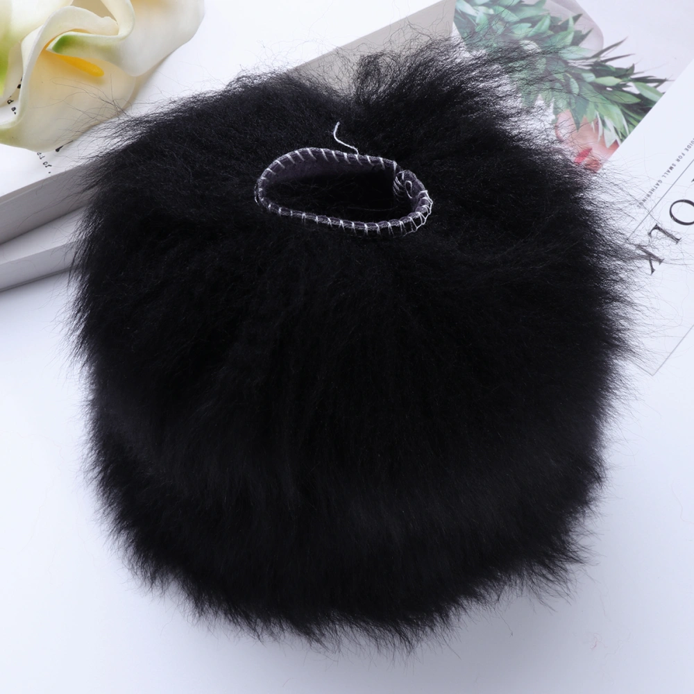 Winter Warm Wool Steering Wheel Cover with Handbrake Cover & Gear Cover for Womens (Black)