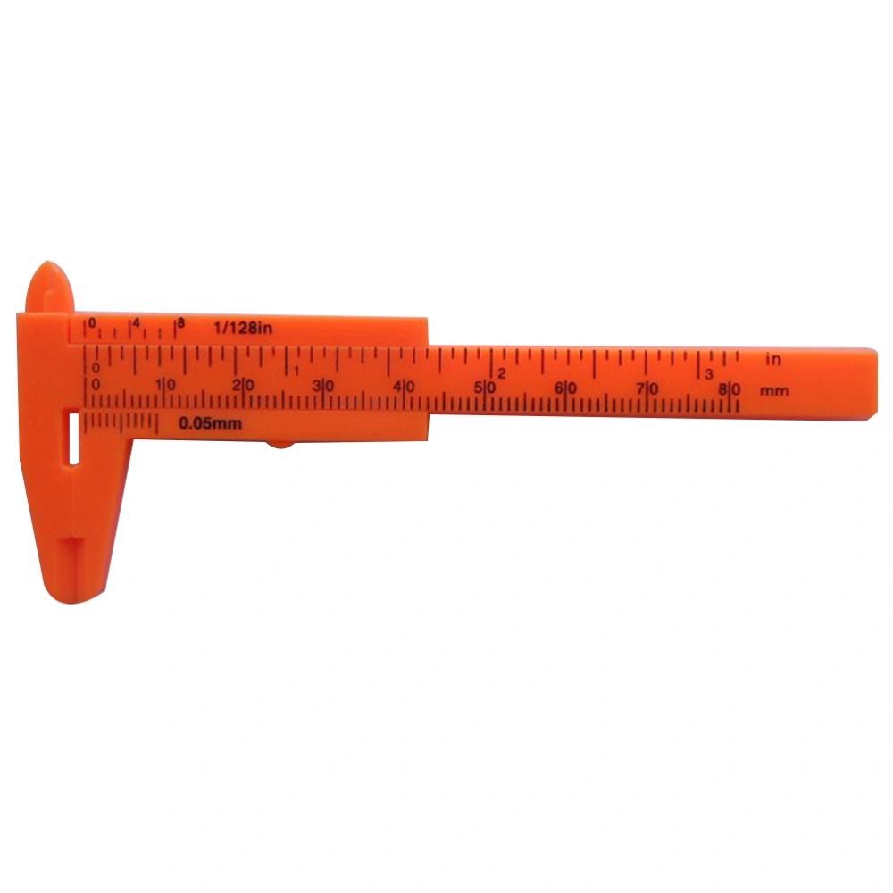 80mm Mini Plastic Sliding Vernier Caliper Button Jewelry Size Gauge Measure Tool (Orange)