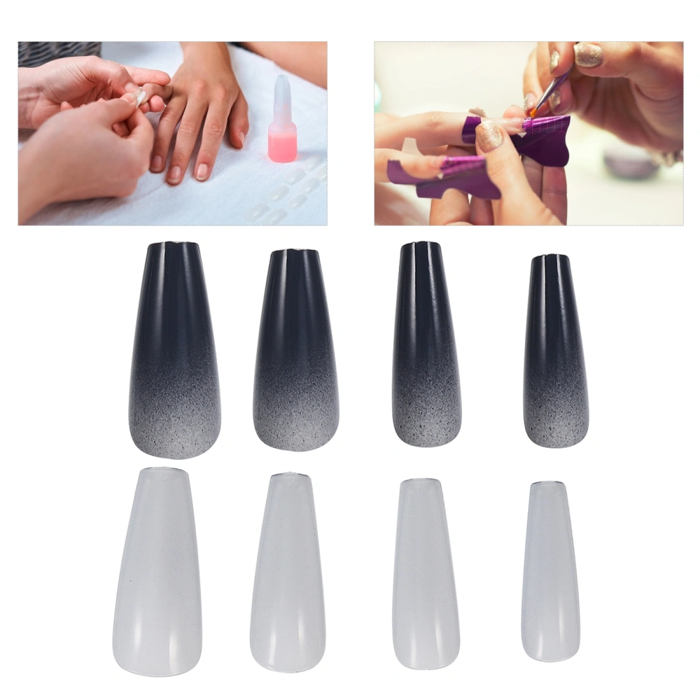 24pcs Gradient Color Long Press On Nails Woman Full Cove Ballerina Fake Nails