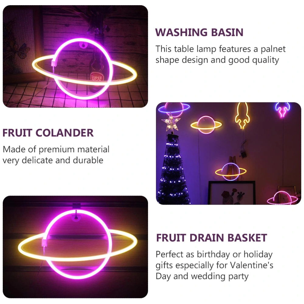 Nordic Style Night Light Desktop LED Planet Shaped Neon Light Without Battery