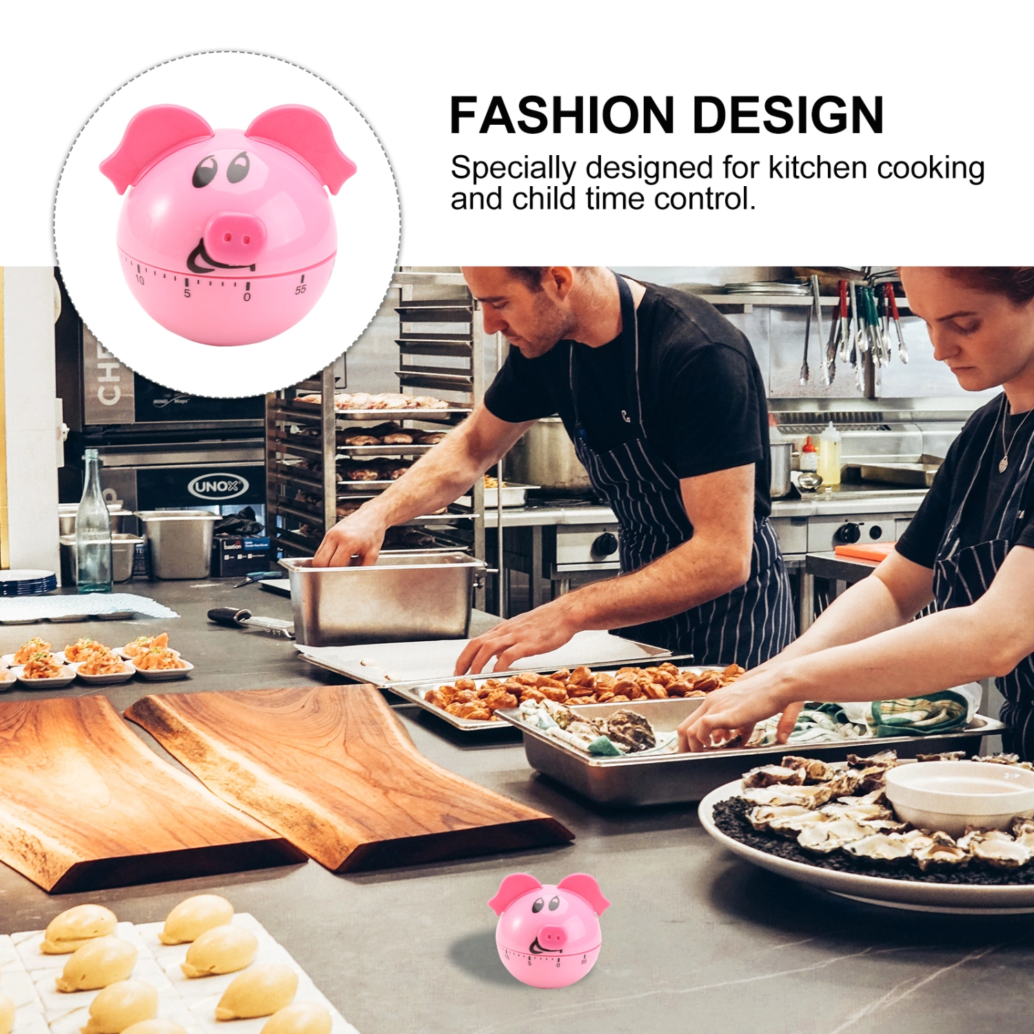 1Pc Pig Shaped Mechanical Timer Household Timer Kitchen Time Reminder (Pink)