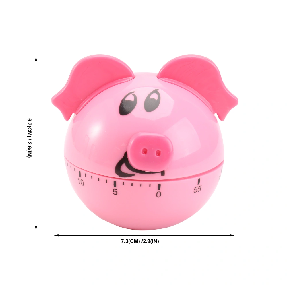 1Pc Pig Shaped Mechanical Timer Household Timer Kitchen Time Reminder (Pink)