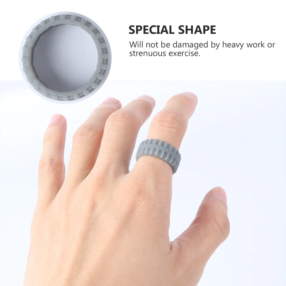 Sports Silicone Ring Tyre Pattern Silicone Ring Christmas Gift (Dark Gray)