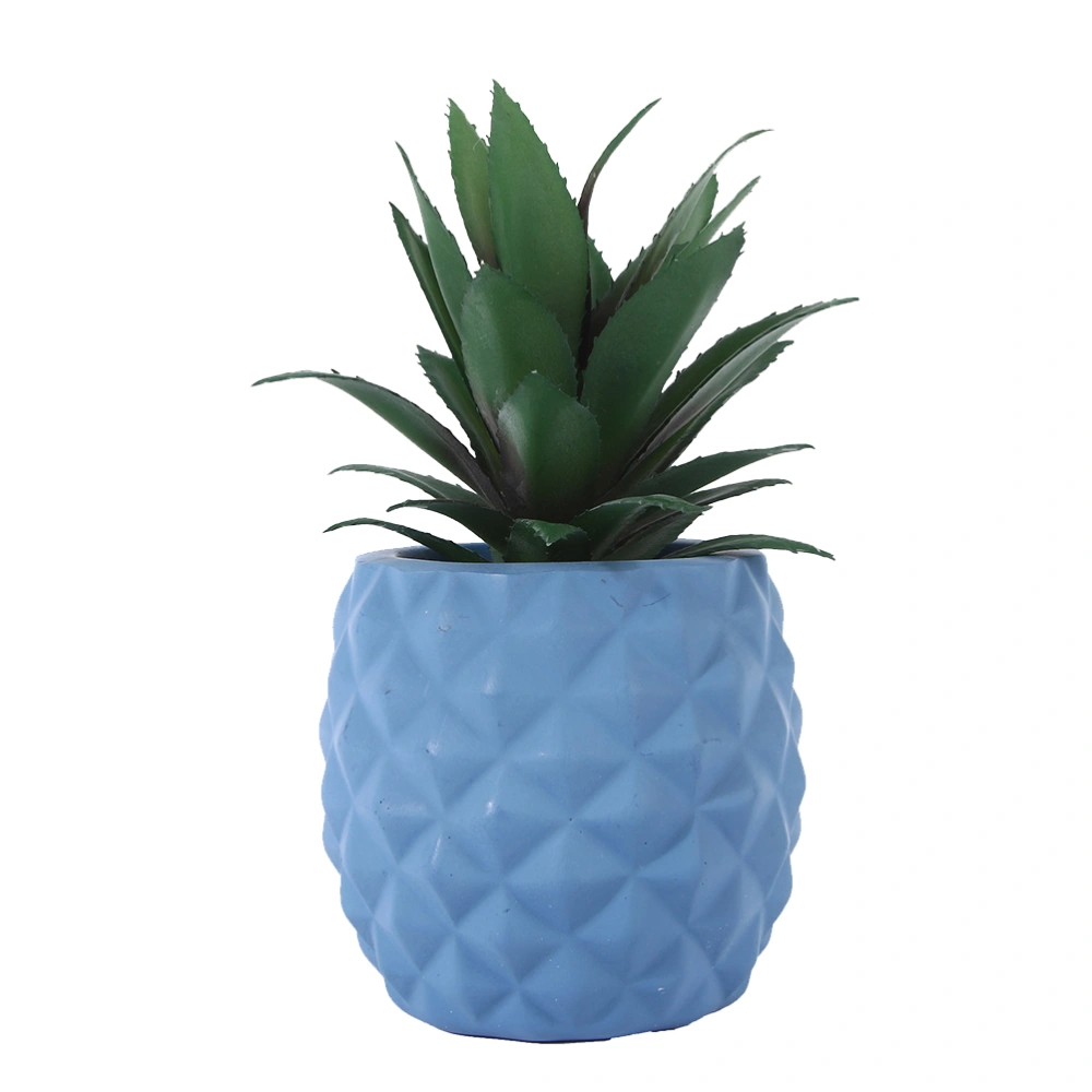 Pineapple Shaped Bonsai Decoration Desktop Ornament Resin Simulation Plant Pot Culture Blue