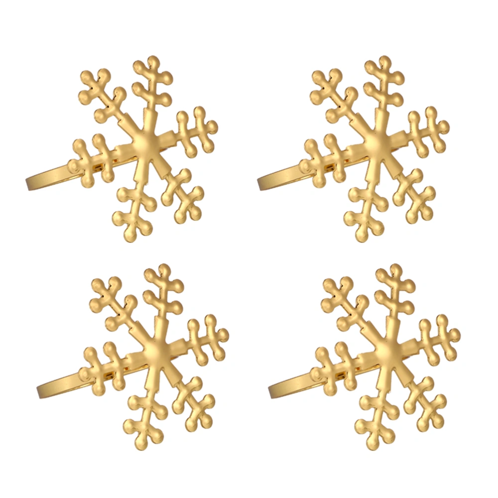 4pcs Christmas Snowflake Shape Napkin Rings Napkin Holders for Home (Golden)