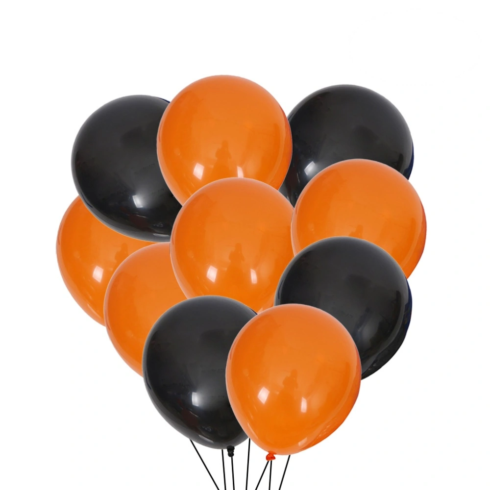 100pcs Halloween Latex Balloons Decorative Balloons Party Supplies Home Party Bar Decoration (Orange and Black)