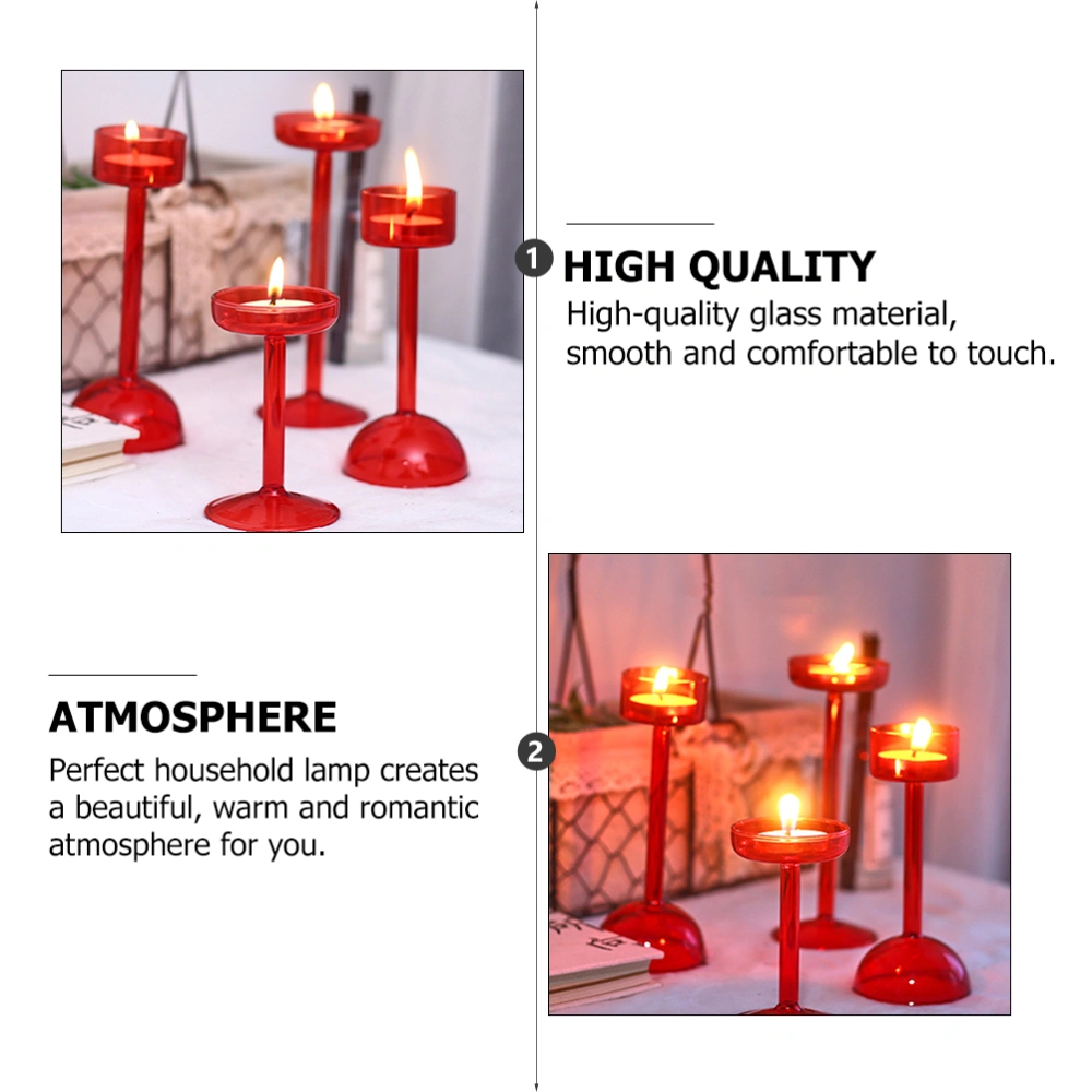 1Pc Christmas Retro Red Candlestick Wedding Party Glass Candle Holder (Small)