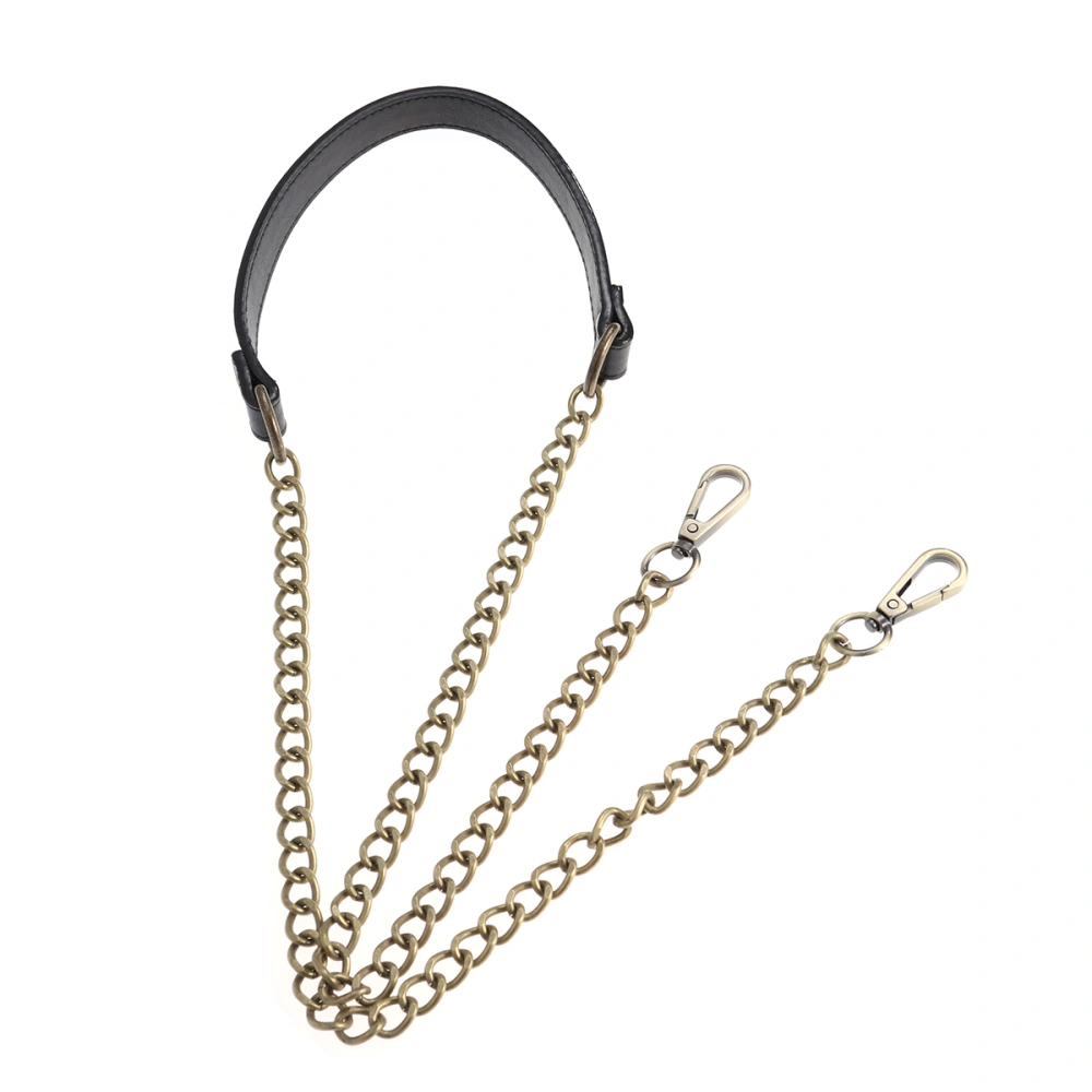 PU Leather Accessory Metal Chain for Woman Bags - Size Total Length 120cm plus 2 Buckles (Bronze Chain and Black Leather)