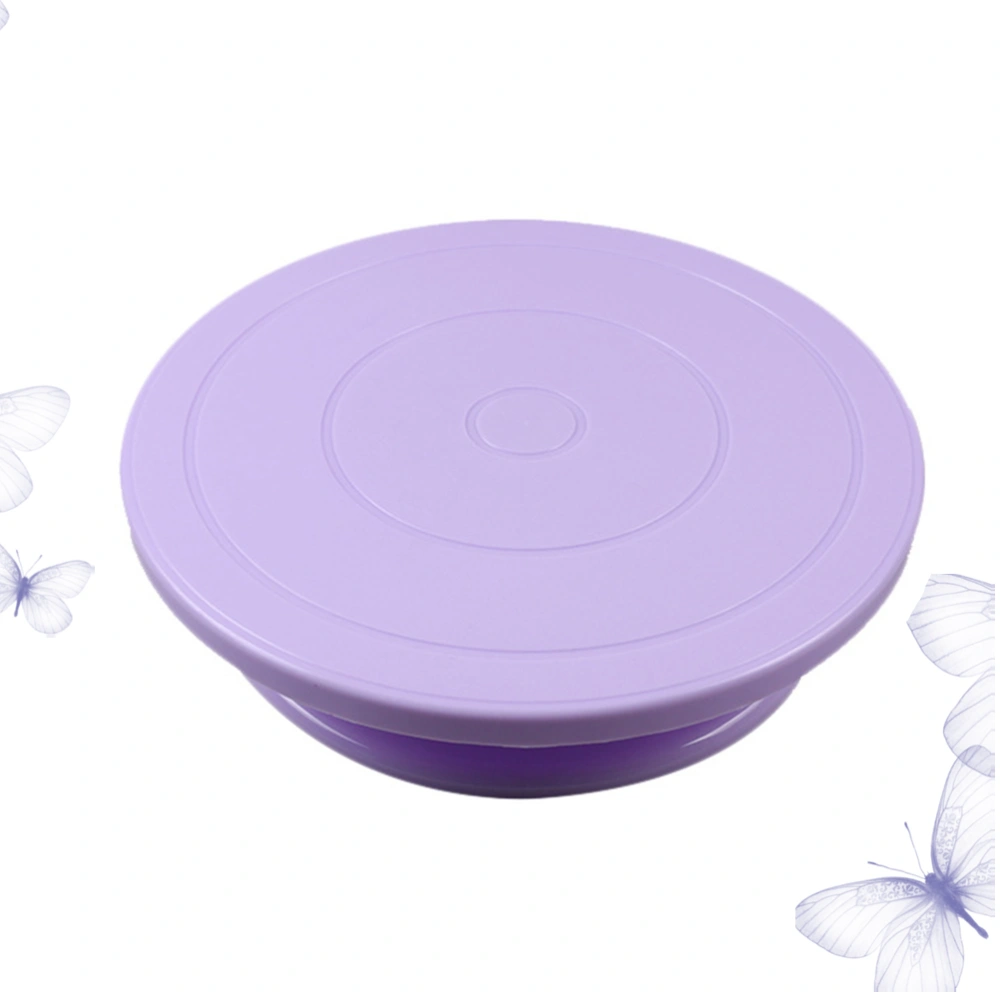 Plastic Rotating Cake Turntable Creative Revolving Cake Making Stand Platform Cake Decorating Workbench for Home Bakery (Purple)