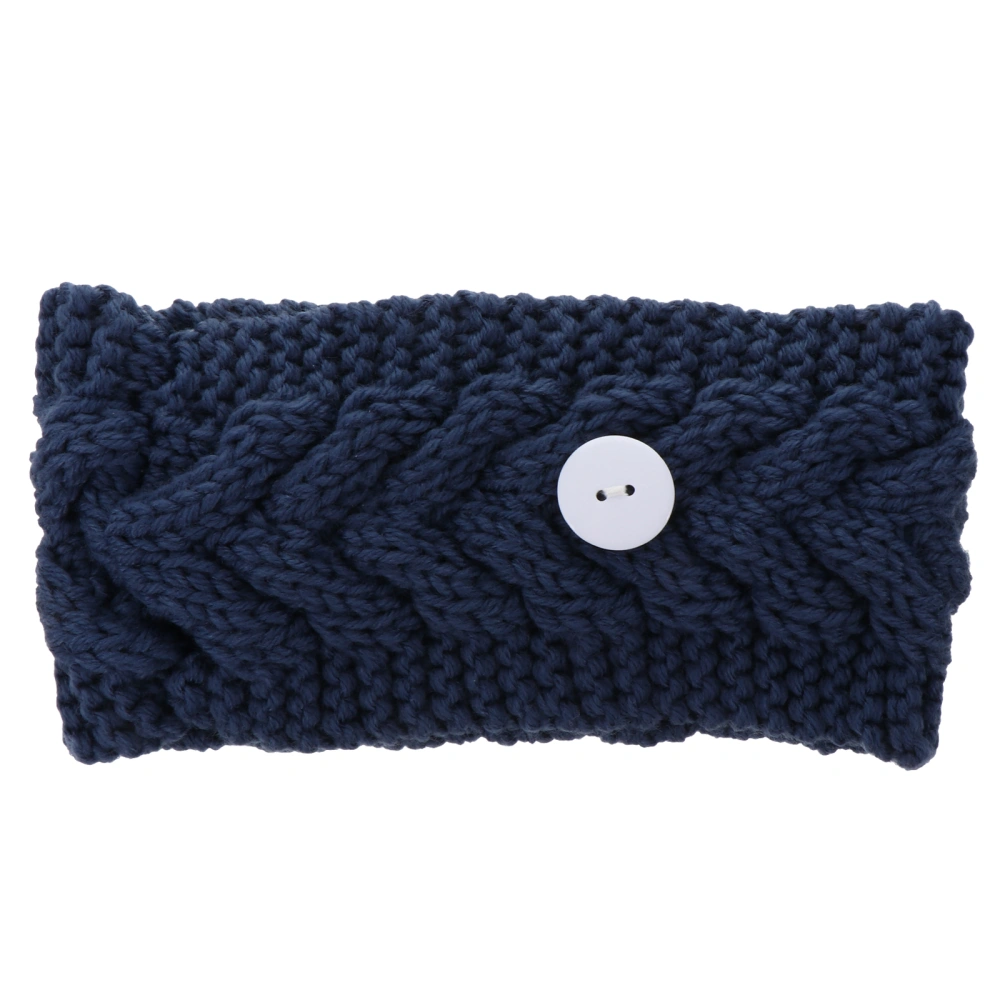 1pc Elastic Winter Warm Elastic Knitting Headband with Buttons for Face Mask