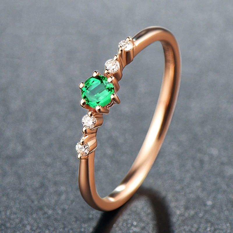 Emerald Plated 18K Rose Gold Ring