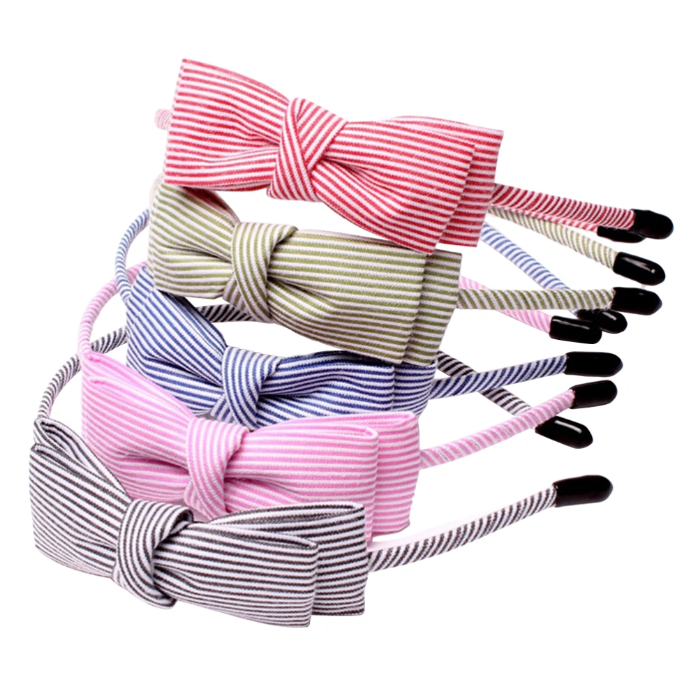 5pcs Fabric Hair bands Double Bow-knot Hairband Striped Headbands For Girls Hair Bows Hair Accessories