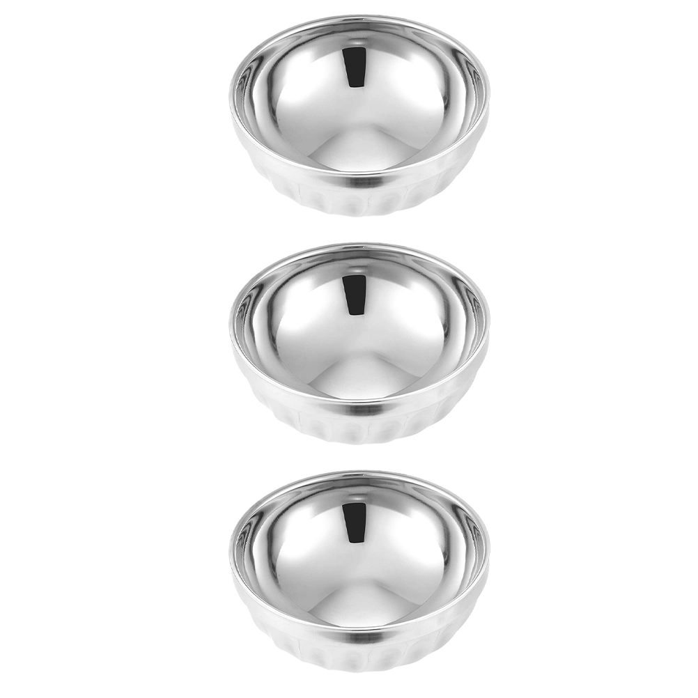 3Pcs Stainless Steel Salad Bowls Double Layer Heat Insulation Bowl Food Containers