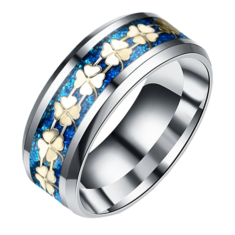 1Pc Fashion Titanium Steel Ring Chic Four Leaf Clover Ring for Man Woman