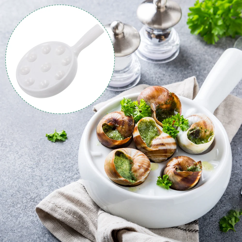 1pc Kitchen Ceramic Baking Dish Snail Storage Plate Escargots Plate with Handle