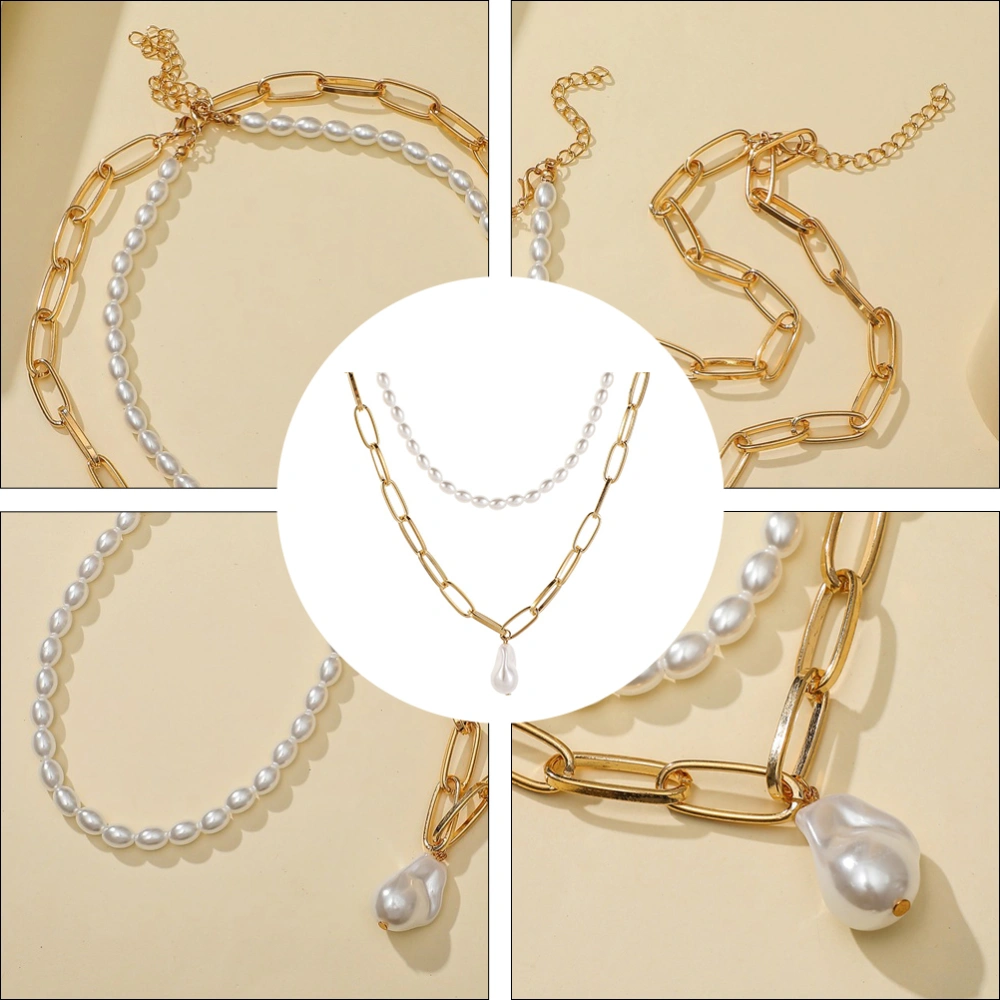 1 Set Collarbone Necklace Baroque Necklace Pearl Pendant Alloy Necklaces