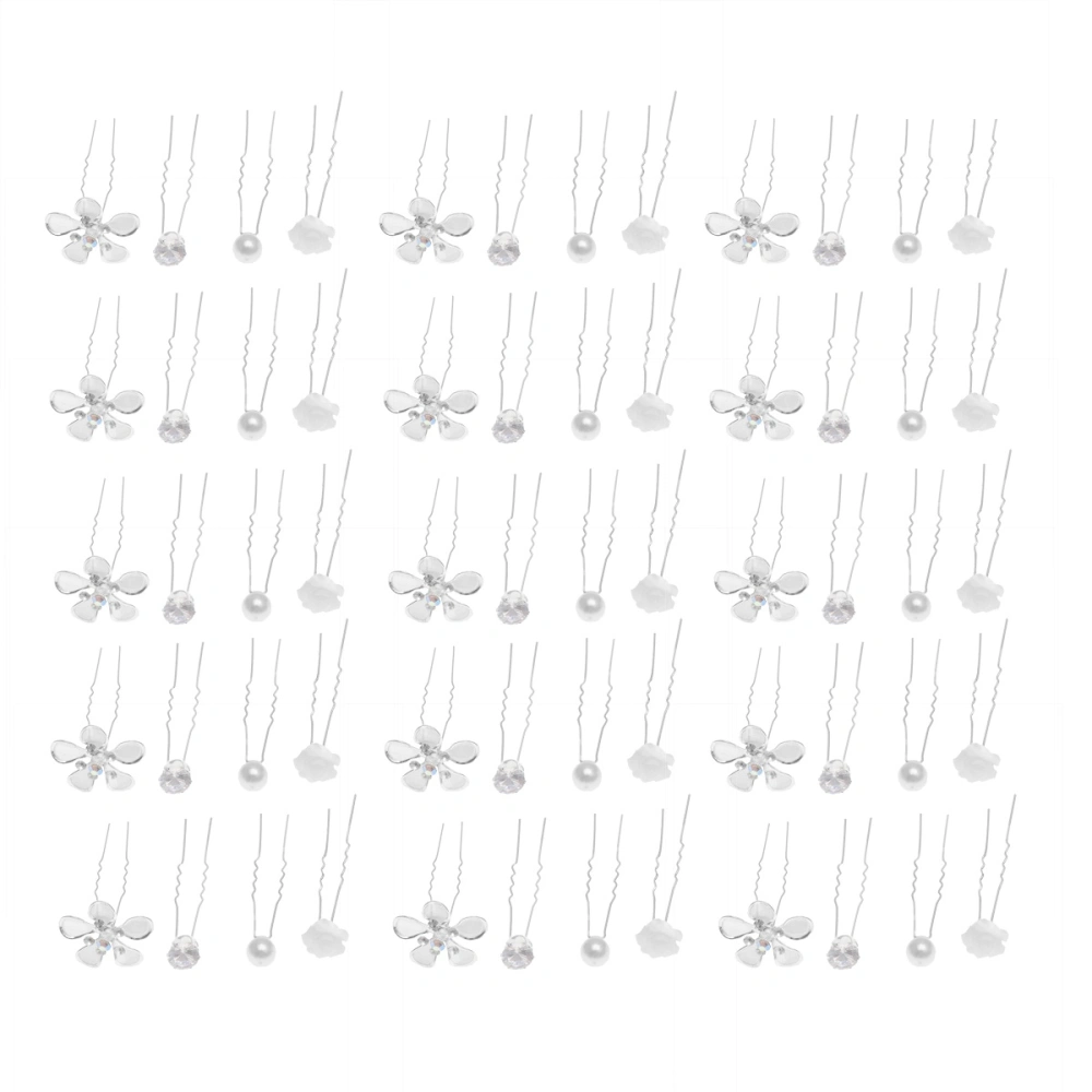 80pcs Flower Hair Clips Rhinestone Hairpins Decorative Hair Claw Hair Accessories for Brides Performers Women 20pcs for Each