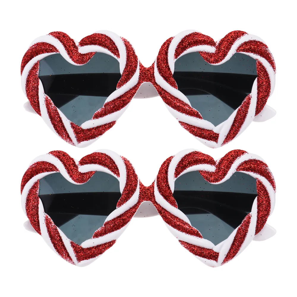 2Pcs Candy Heart Shape Eyeglasses Frames Funny Party Performance Props Decors