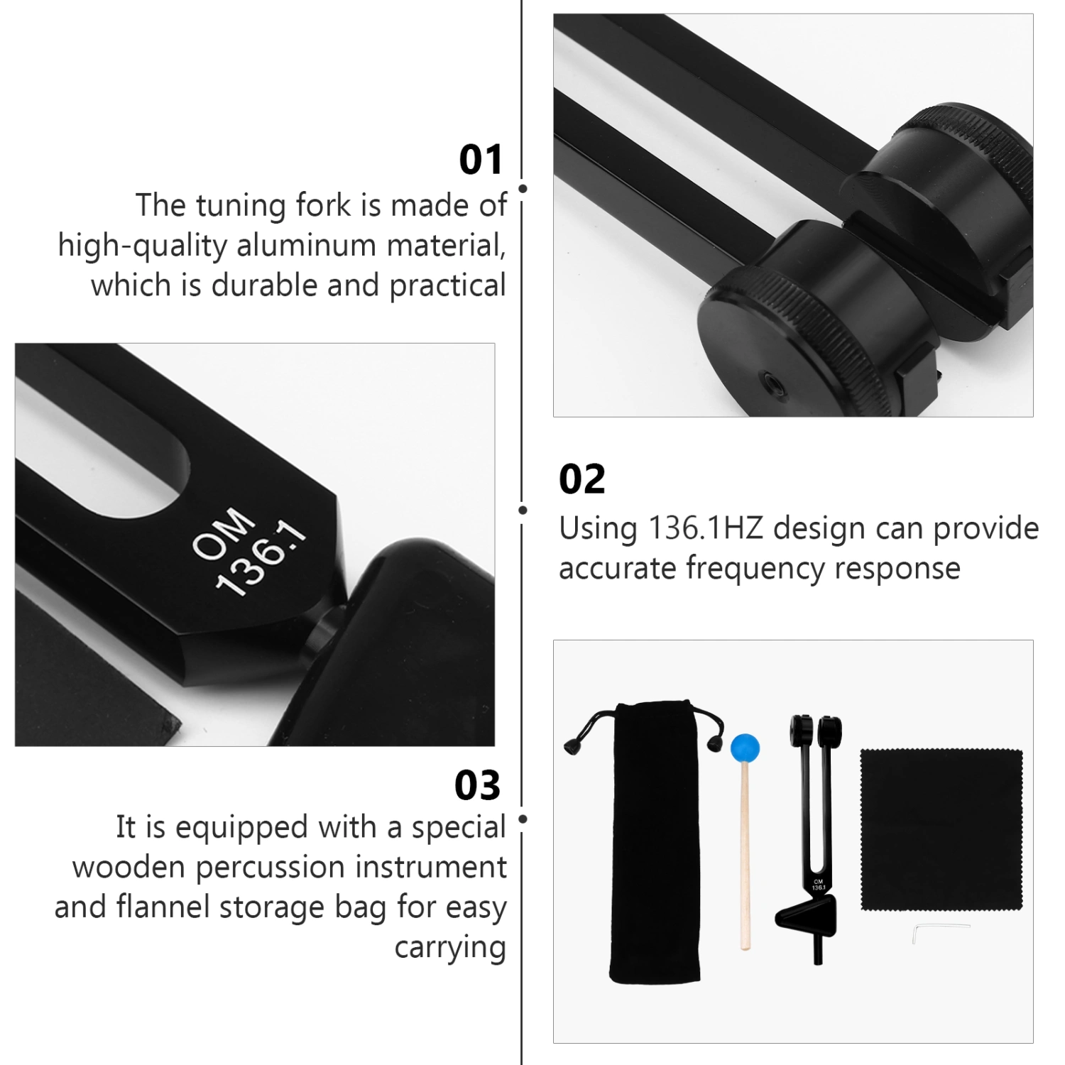 1 Set/6pcs OM 136.1 HZ Tuning Fork Vibration Therapy Tools for Sound Healing