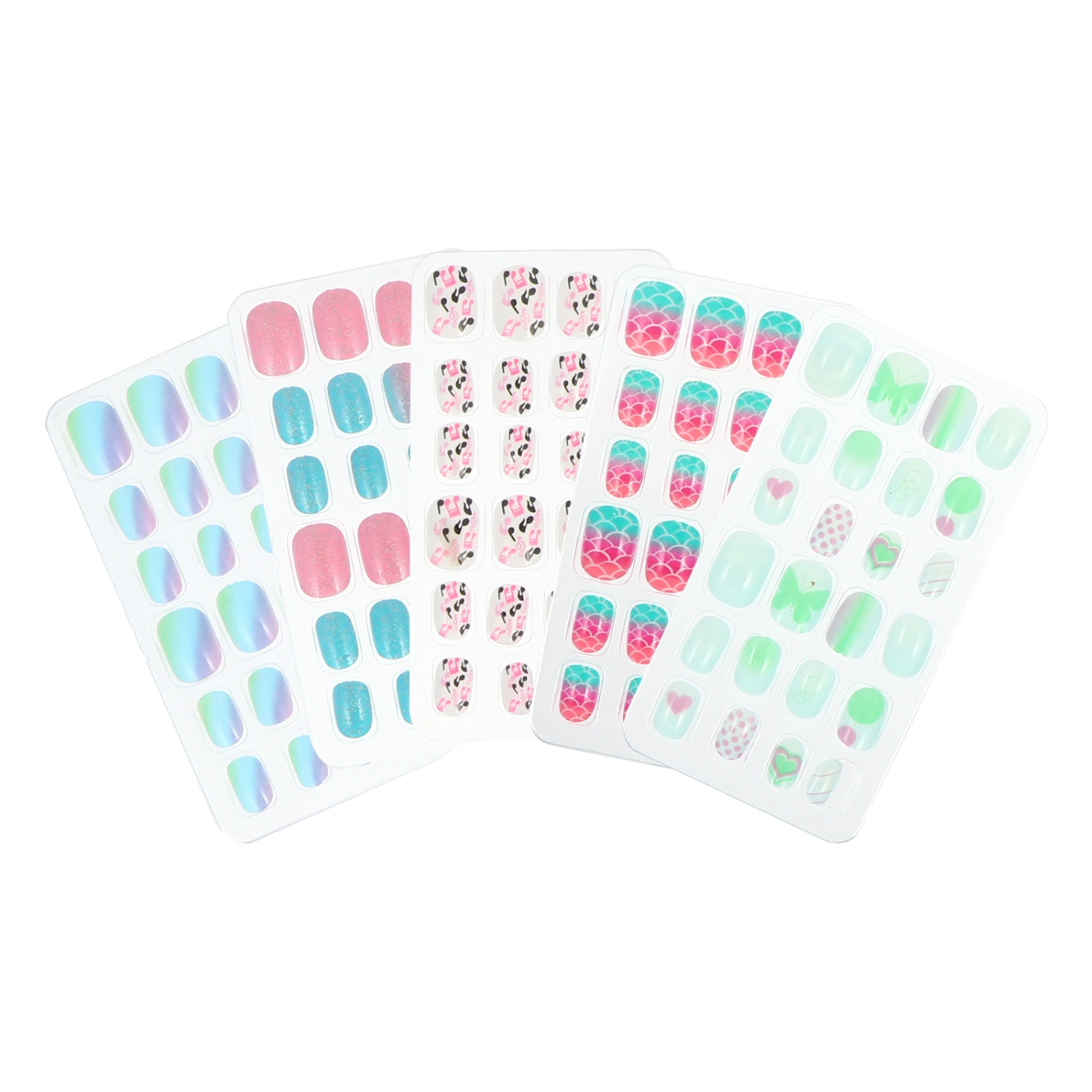 5 Boxes/120pcs Children Nails Kids False Nails Girls Cartoon Press on Fake Nails