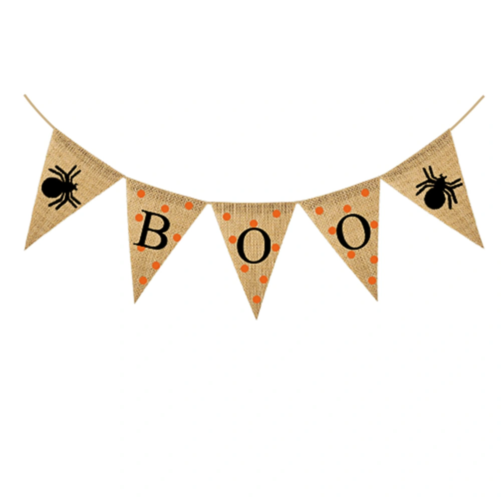 BOO Spider Printing Pennant Halloween Decoration Party Supply Classy Bunting Linen Banner Wall Decoration