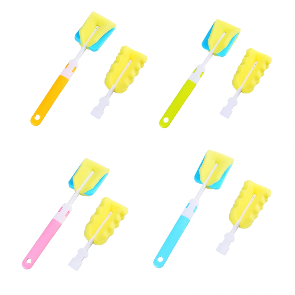 2 Pcs Sponge Baby Bottle Cleaning Brush Glass Milk Feeding Bottle Cup Brush Cleaning Cup Scrubber Washing Brushes (Yellow)