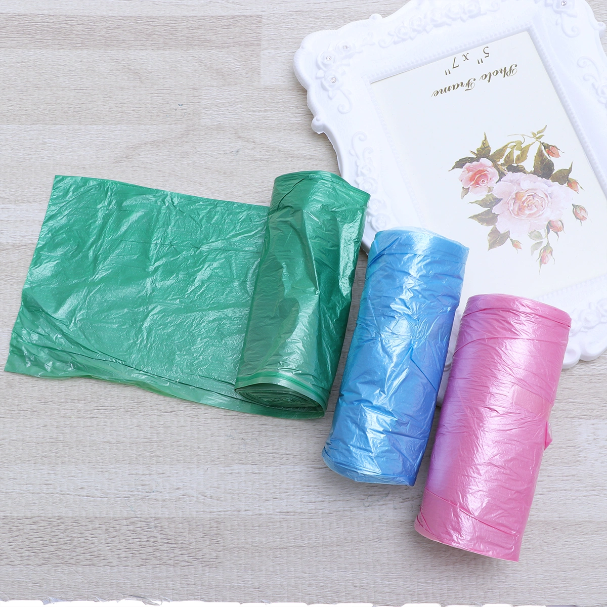 3 Pcs Flat Mouth Small Trash Bags Colorful Plastic Bags for Home Office-20 Pcs A Roll(Random Color)