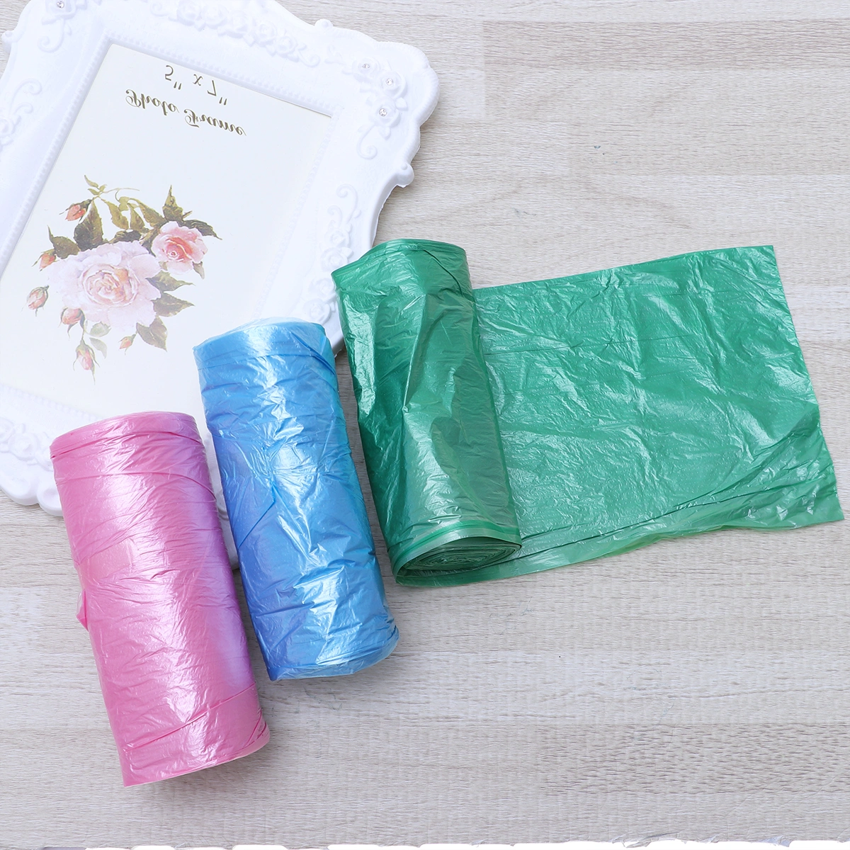3 Pcs Flat Mouth Small Trash Bags Colorful Plastic Bags for Home Office-20 Pcs A Roll(Random Color)