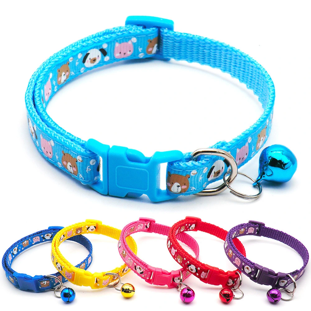 Cartoon Printed Cat Collar With Bell