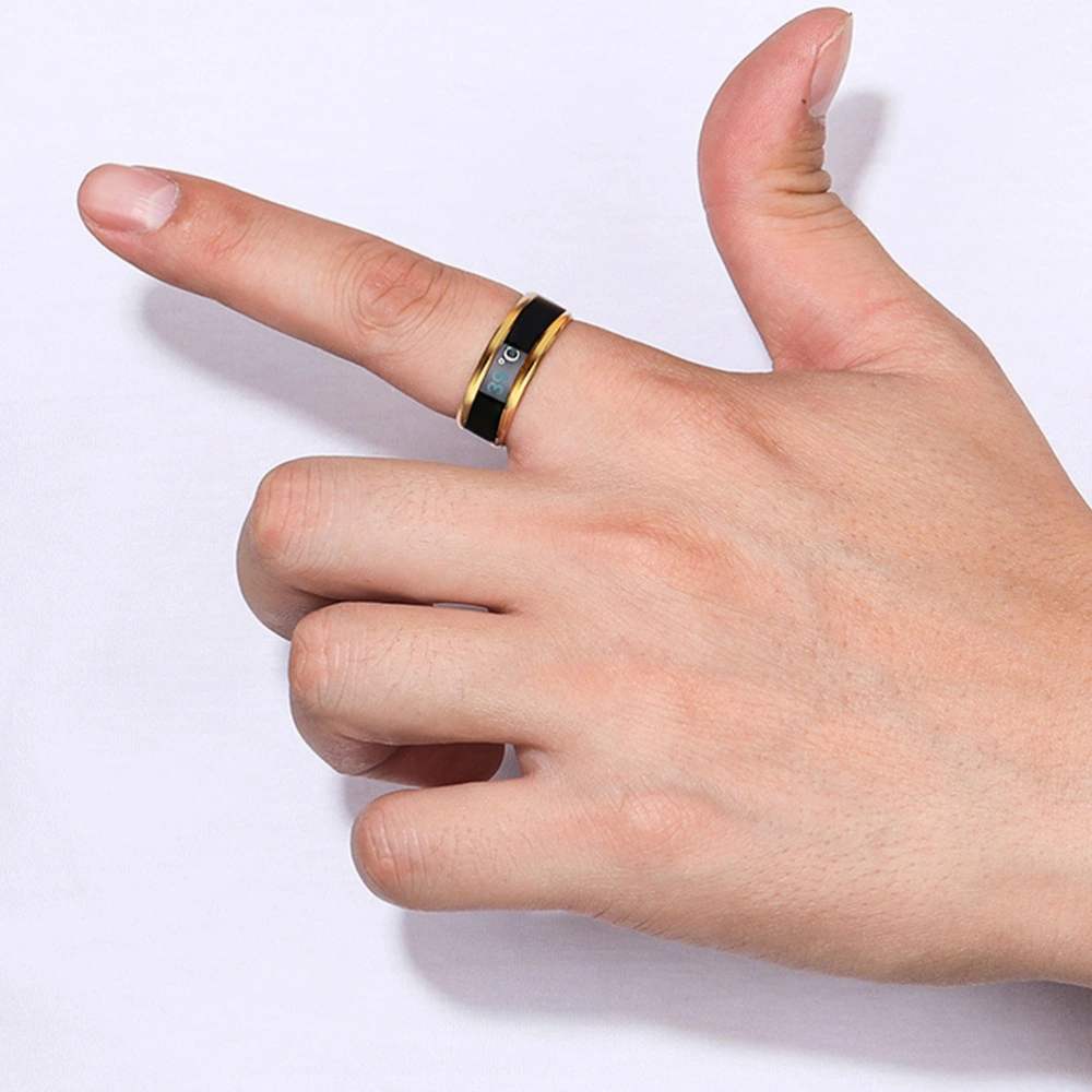 1Pc Fashion Ring Jewelry Intelligent Temperature Display Couple Ring (No.6)