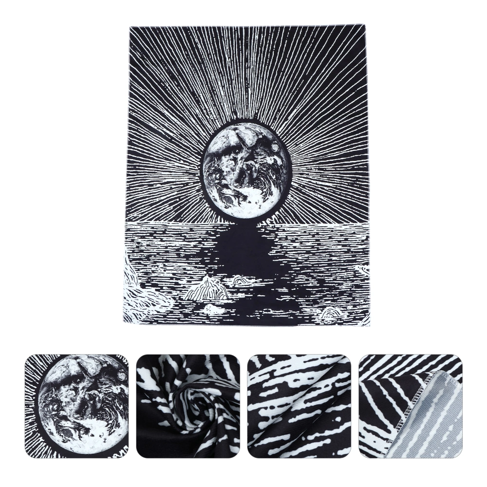 1 Set Wall Tapestry Black White Art Tapestry Earth Pattern Hanging Carpet