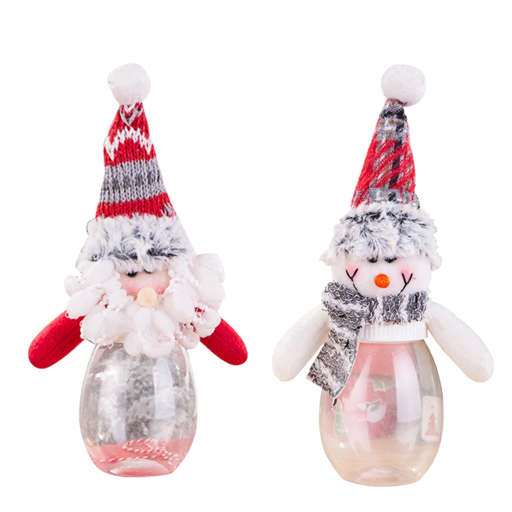 2PCS Adorable Christmas Candy Jar Decorative Doll Bonboniere - Size L (Snowman and Santa)