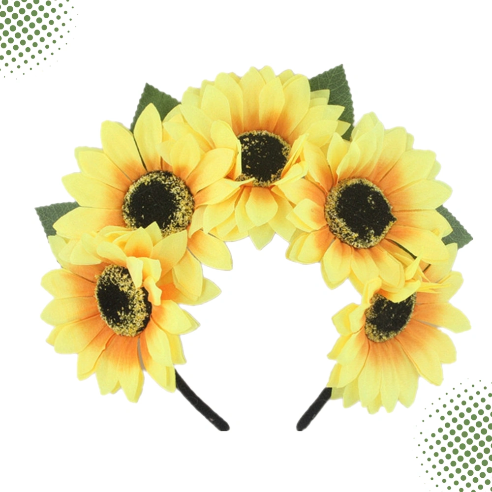 Yellow Sunflower Headdress Hawaiian Hair Simulate Flower Headband Holiday Photo Props