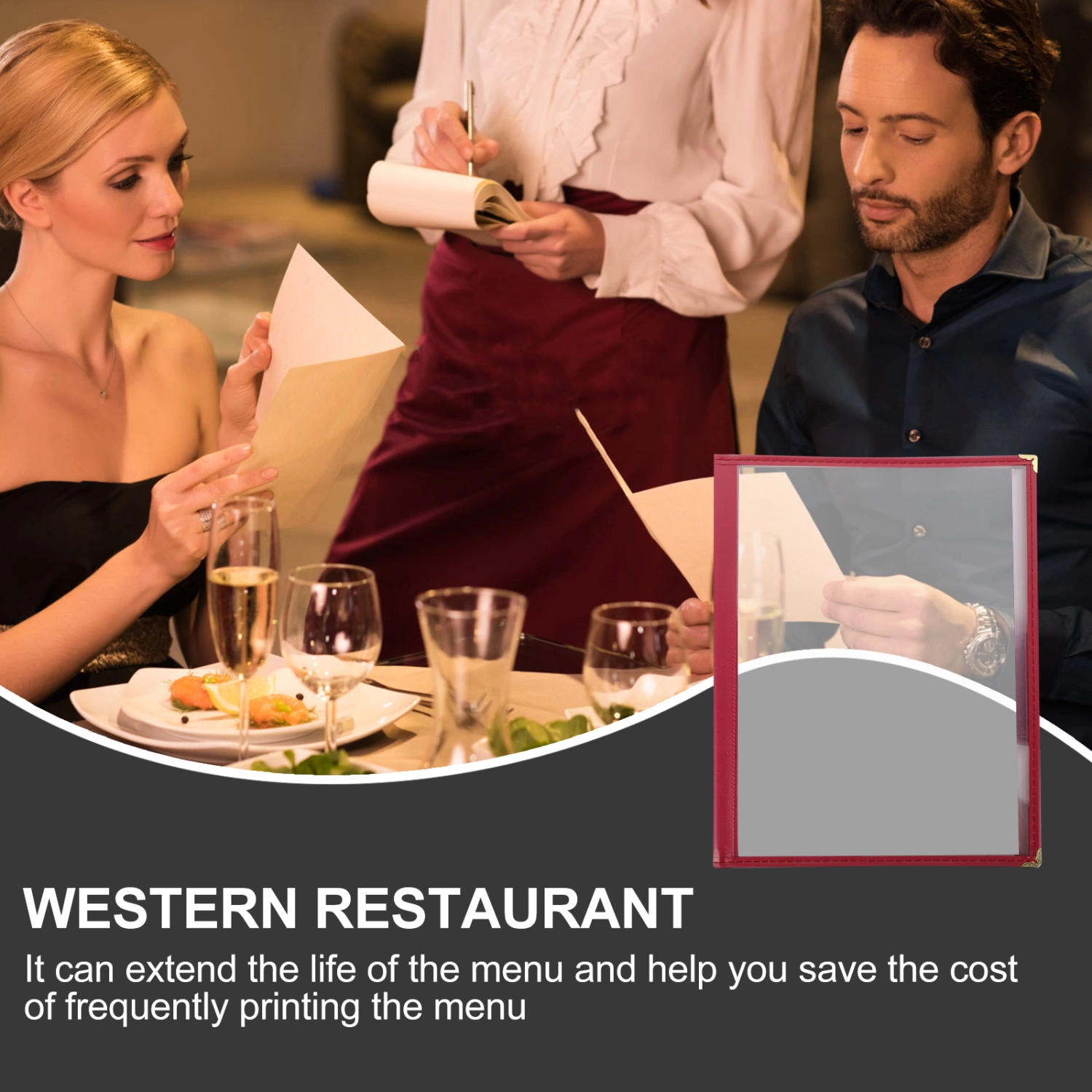 Restaurant Menu Cover Price List Paper Insert Transparent Cookbook Holder