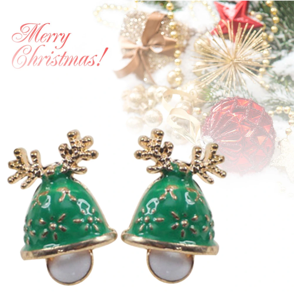 1 Pair Women Earrings Small Fresh Christmas Festival Bell Design Ear Studs and Rings Jewelry Gift