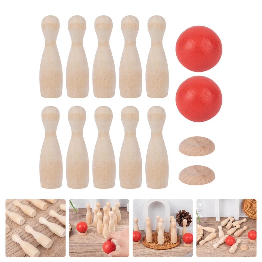 1 Set Tabletop Bowling Toy Children Wooden Bowling Toy Suitable for Indoor and Outdoor Playing